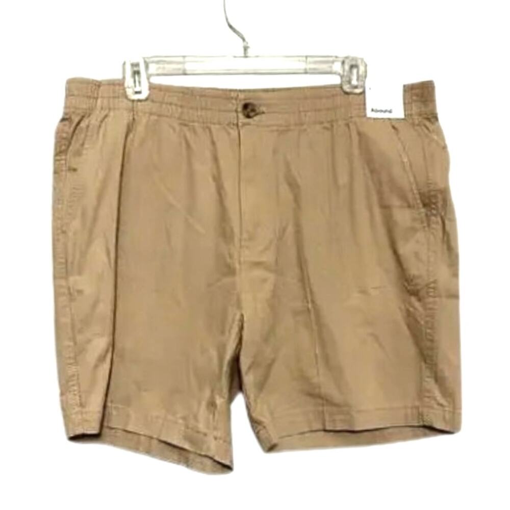 Abound Shorts Flat Front Elastic Waist Button Zip Closure Tan Khaki M Small NWT